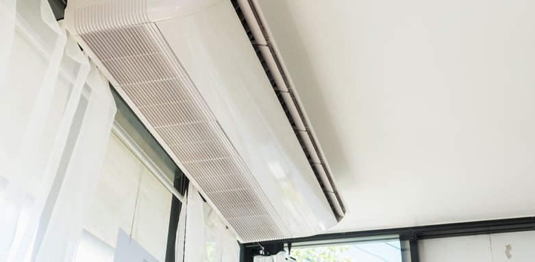 Underslung and suspended ceiling air conditioning
