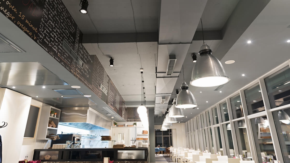 commercial air conditioning in modern restaurant