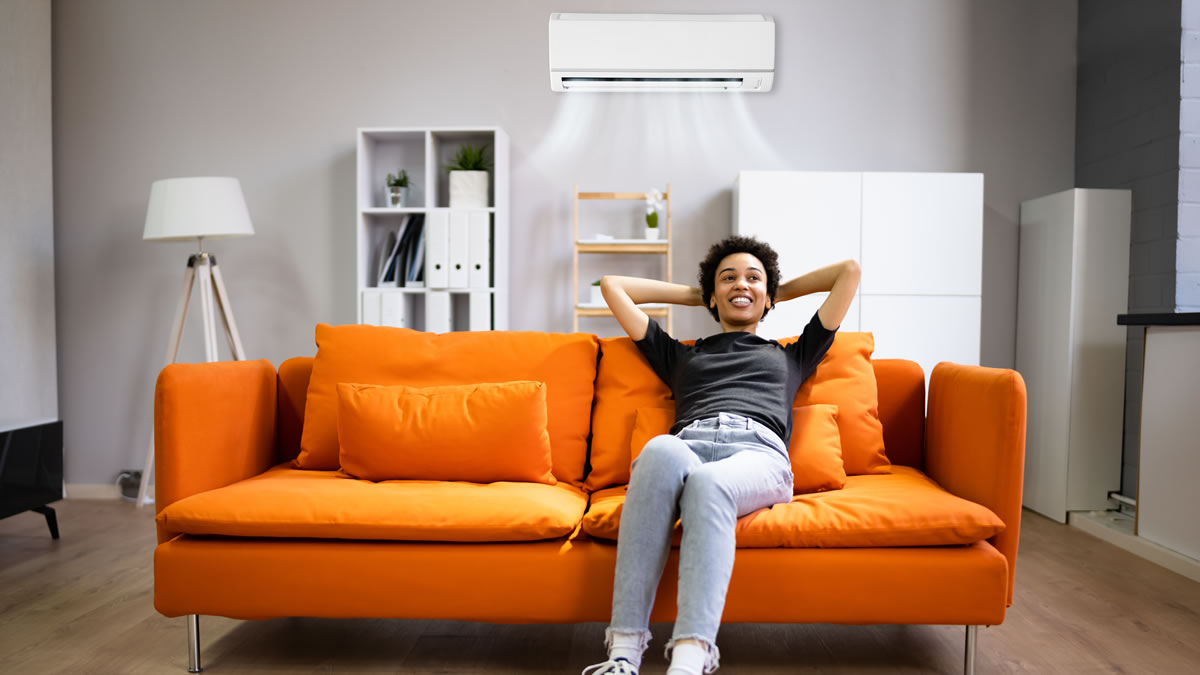 Air Conditioner In Living Room At Home